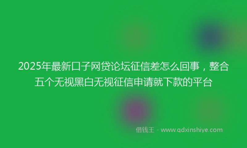 2025年最新口子网贷论坛征信差怎么回事，整合五个无视黑白无视征信申请就下款的平台