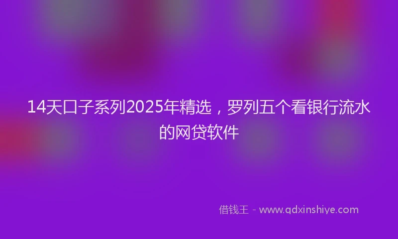 14天口子系列2025年精选，罗列五个看银行流水的网贷软件