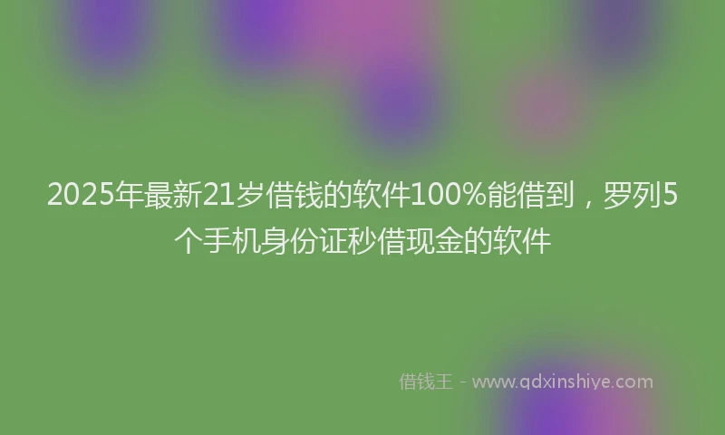 2025年最新21岁借钱的软件100%能借到，罗列5个手机身份证秒借现金的软件