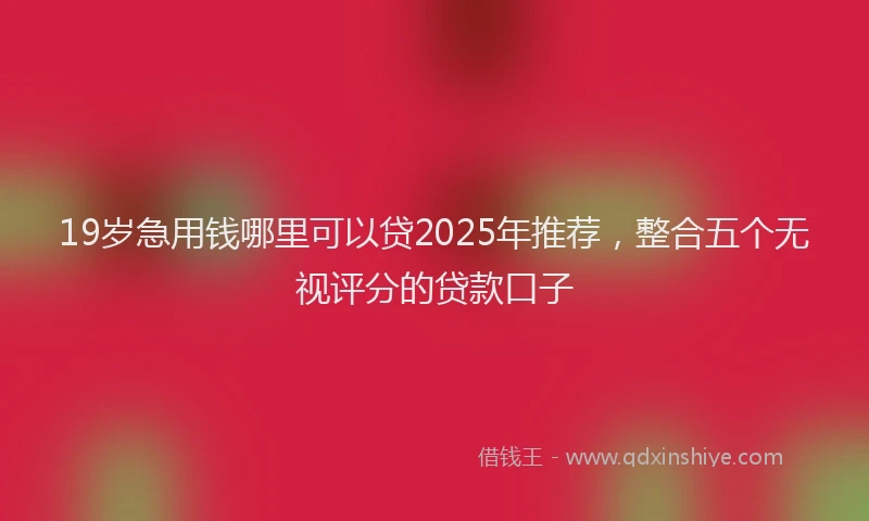 19岁急用钱哪里可以贷2025年推荐，整合五个无视评分的贷款口子