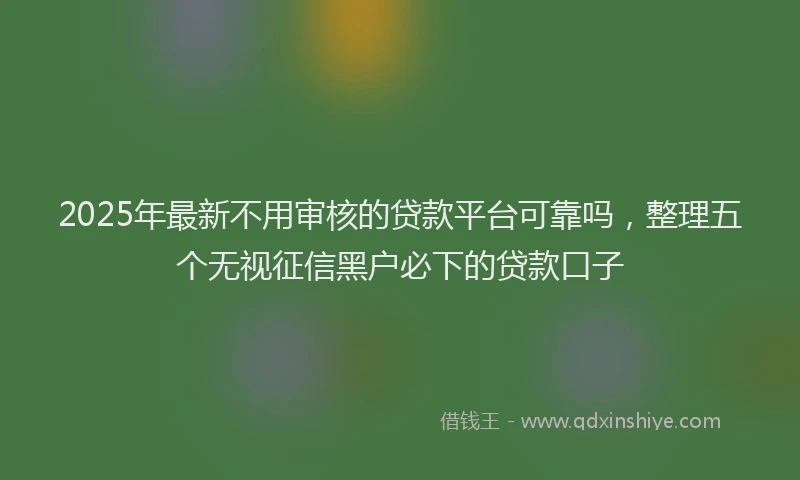 2025年最新不用审核的贷款平台可靠吗，整理五个无视征信黑户必下的贷款口子