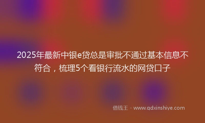 2025年最新中银e贷总是审批不通过基本信息不符合，梳理5个看银行流水的网贷口子