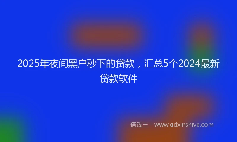 2025年夜间黑户秒下的贷款，汇总5个2024最新贷款软件