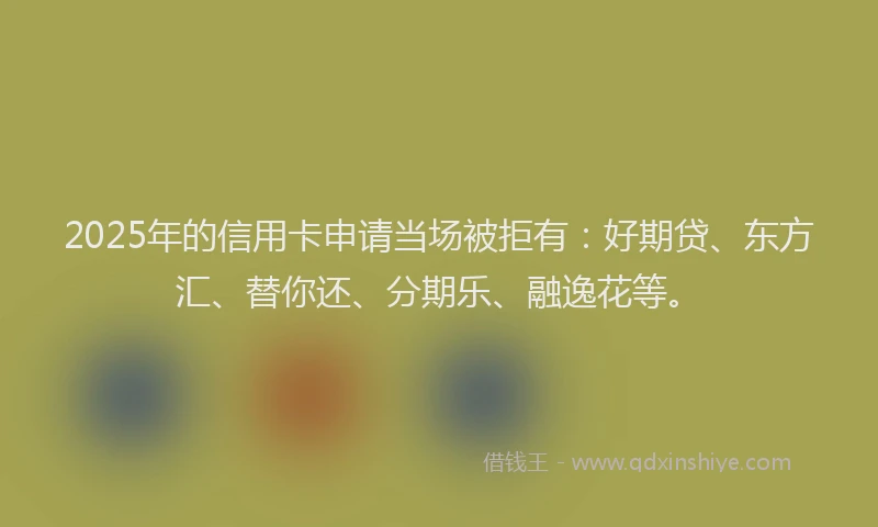 2025年的信用卡申请当场被拒有：好期贷、东方汇、替你还、分期乐、融逸花等。