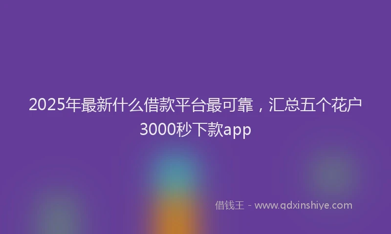 2025年最新什么借款平台最可靠，汇总五个花户3000秒下款app