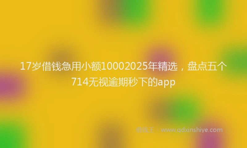 17岁借钱急用小额10002025年精选，盘点五个714无视逾期秒下的app