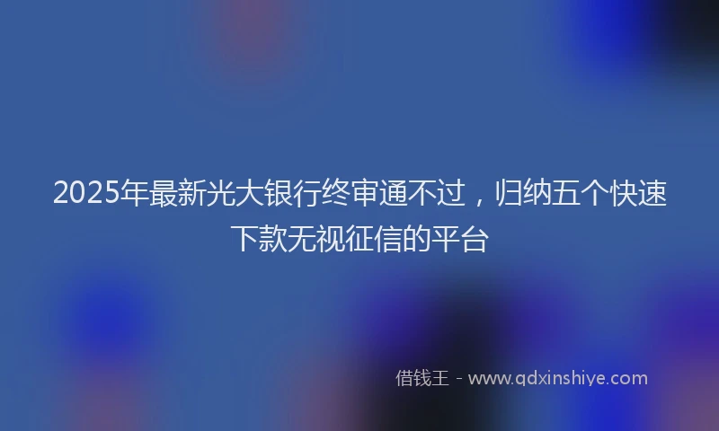 2025年最新光大银行终审通不过，归纳五个快速下款无视征信的平台