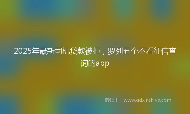 2025年最新司机贷款被拒，罗列五个不看征信查询的app