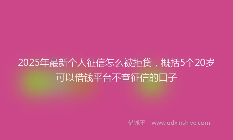 2025年最新个人征信怎么被拒贷，概括5个20岁可以借钱平台不查征信的口子