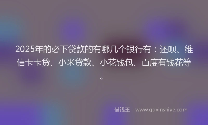 2025年的必下贷款的有哪几个银行有：还呗、维信卡卡贷、小米贷款、小花钱包、百度有钱花等。