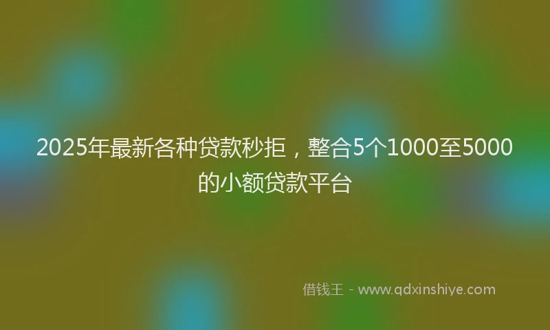 2025年最新各种贷款秒拒，整合5个1000至5000的小额贷款平台