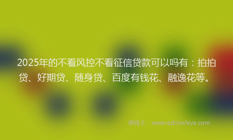 2025年的不看风控不看征信贷款可以吗有：拍拍贷、好期贷、随身贷、百度有钱花、融逸花等。