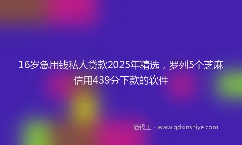 16岁急用钱私人贷款2025年精选，罗列5个芝麻信用439分下款的软件