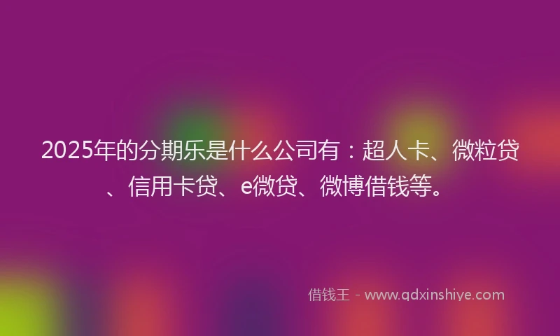 2025年的分期乐是什么公司有：超人卡、微粒贷、信用卡贷、e微贷、微博借钱等。