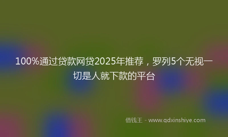 100%通过贷款网贷2025年推荐，罗列5个无视一切是人就下款的平台