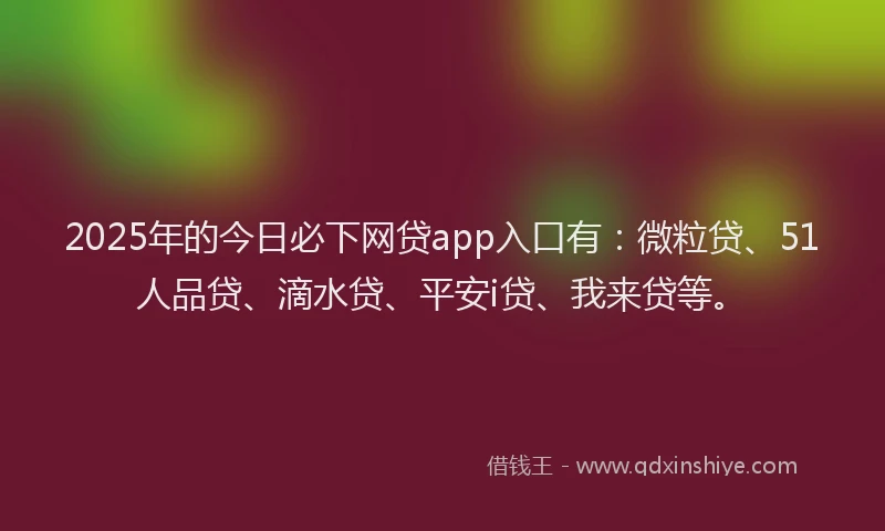 2025年的今日必下网贷app入口有：微粒贷、51人品贷、滴水贷、平安i贷、我来贷等。
