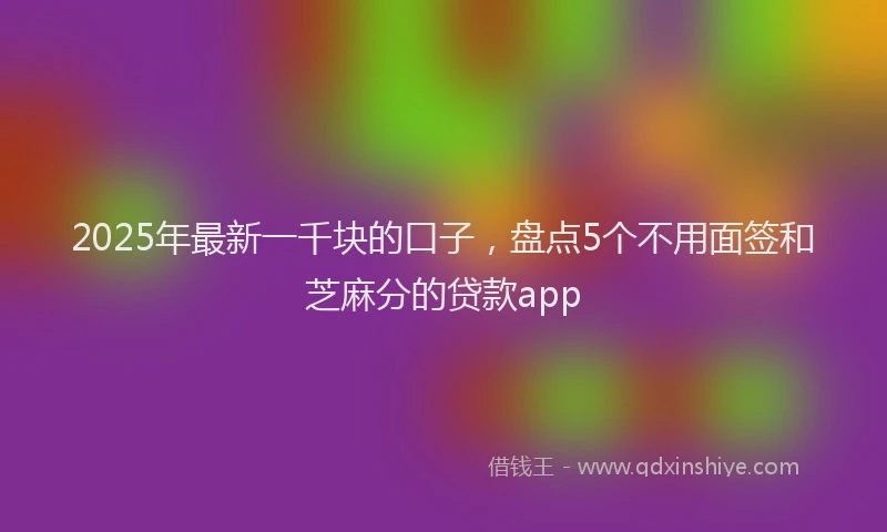 2025年最新一千块的口子，盘点5个不用面签和芝麻分的贷款app