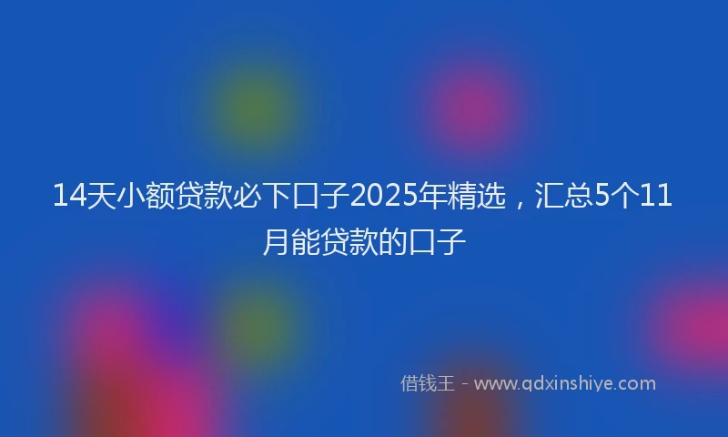 14天小额贷款必下口子2025年精选，汇总5个11月能贷款的口子