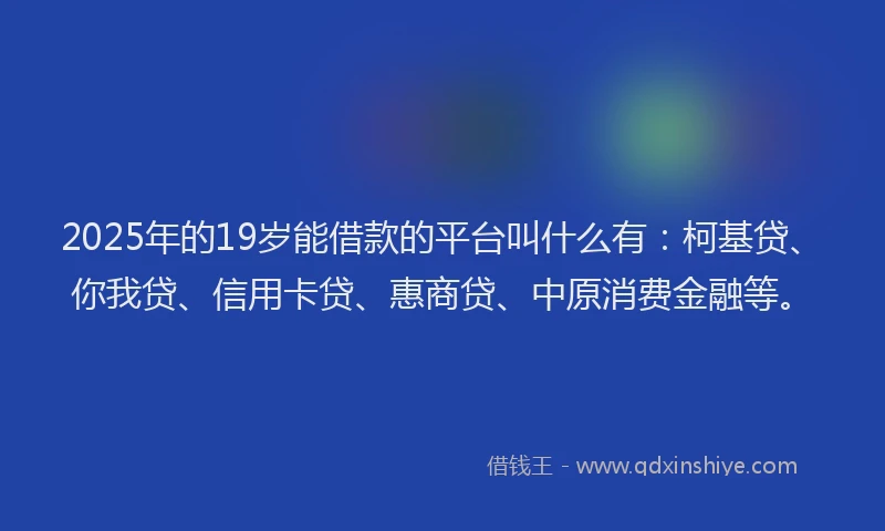 2025年的19岁能借款的平台叫什么有：柯基贷、你我贷、信用卡贷、惠商贷、中原消费金融等。