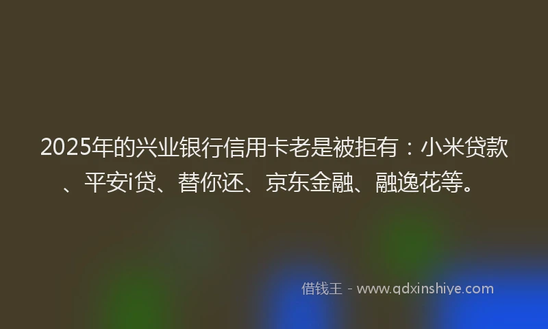 2025年的兴业银行信用卡老是被拒有：小米贷款、平安i贷、替你还、京东金融、融逸花等。