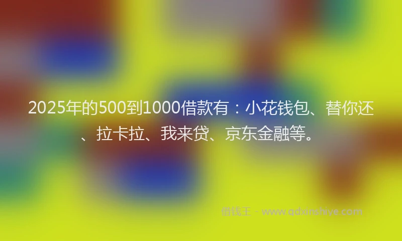 2025年的500到1000借款有：小花钱包、替你还、拉卡拉、我来贷、京东金融等。