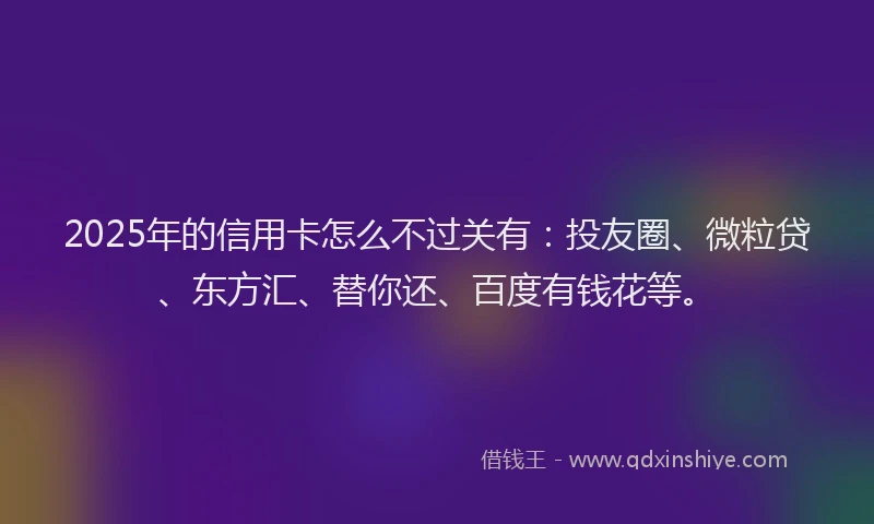 2025年的信用卡怎么不过关有：投友圈、微粒贷、东方汇、替你还、百度有钱花等。