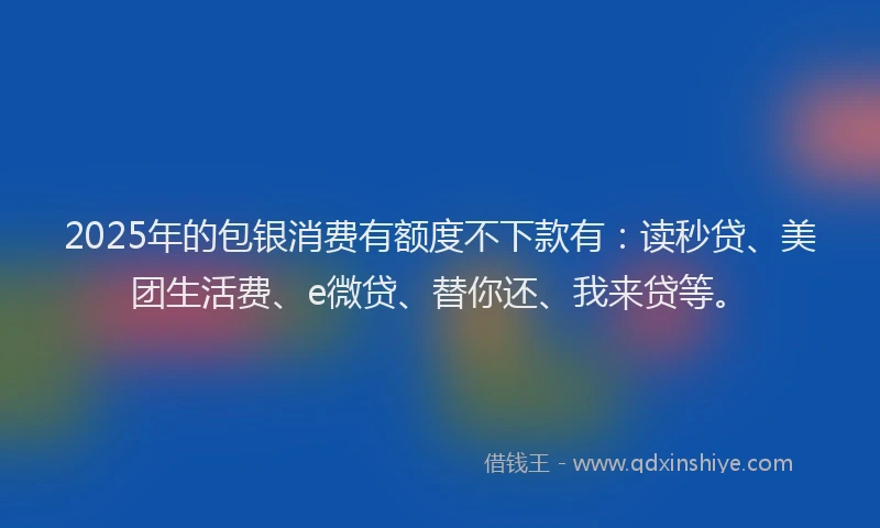2025年的包银消费有额度不下款有：读秒贷、美团生活费、e微贷、替你还、我来贷等。