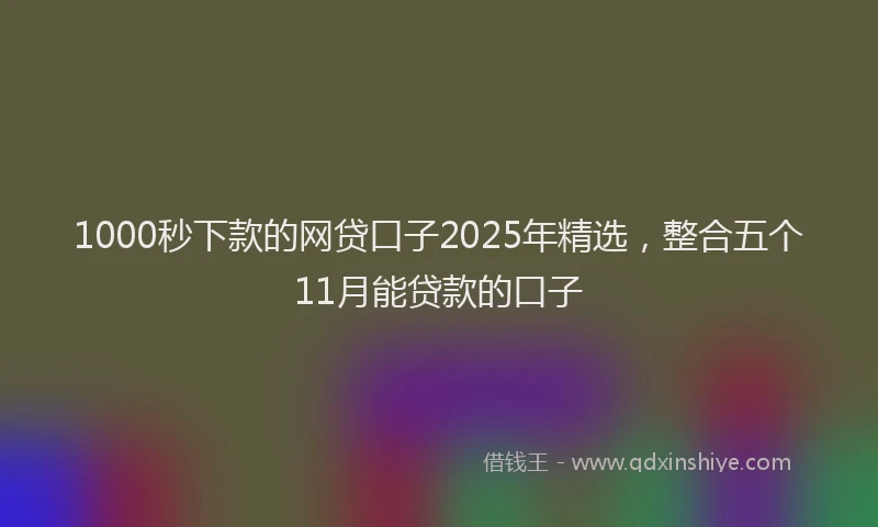1000秒下款的网贷口子2025年精选，整合五个11月能贷款的口子