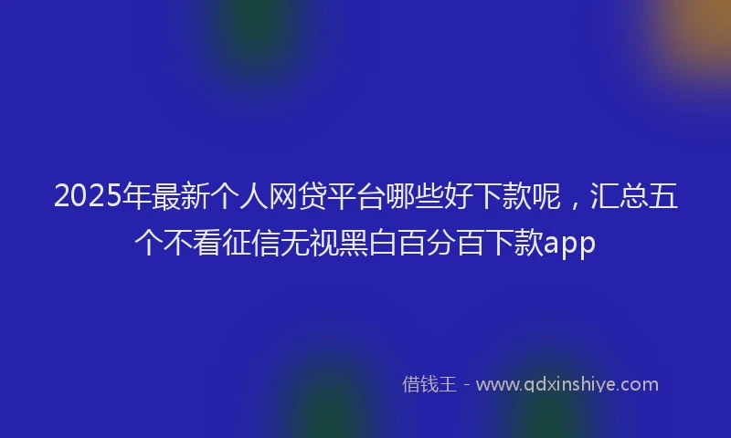 2025年最新个人网贷平台哪些好下款呢，汇总五个不看征信无视黑白百分百下款app