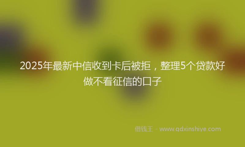 2025年最新中信收到卡后被拒，整理5个贷款好做不看征信的口子