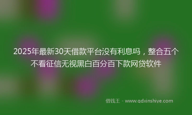 2025年最新30天借款平台没有利息吗，整合五个不看征信无视黑白百分百下款网贷软件