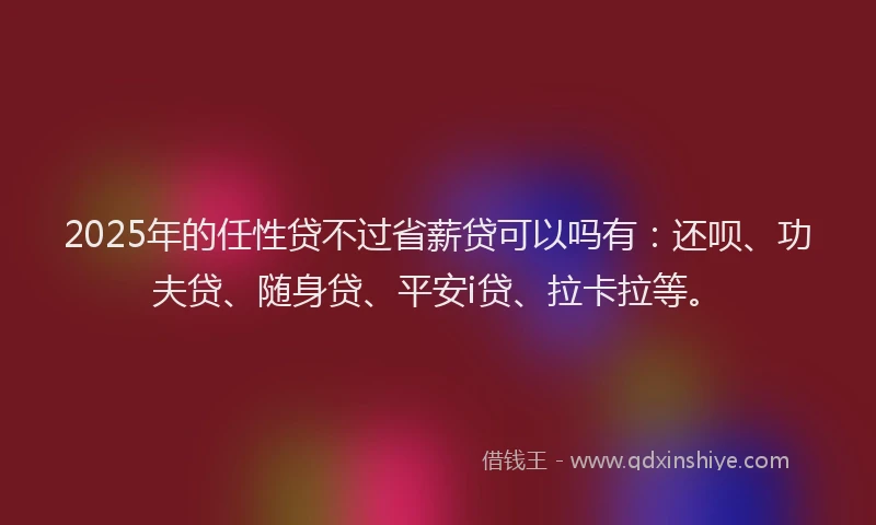 2025年的任性贷不过省薪贷可以吗有：还呗、功夫贷、随身贷、平安i贷、拉卡拉等。