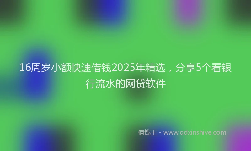 16周岁小额快速借钱2025年精选，分享5个看银行流水的网贷软件