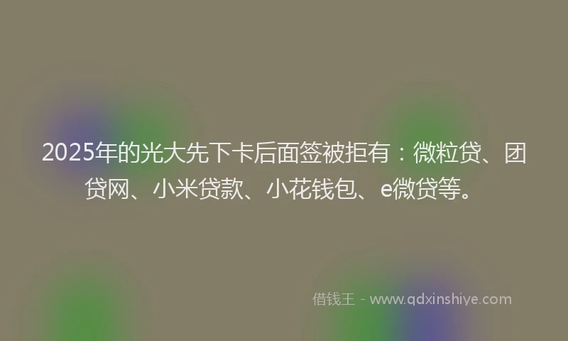 2025年的光大先下卡后面签被拒有：微粒贷、团贷网、小米贷款、小花钱包、e微贷等。
