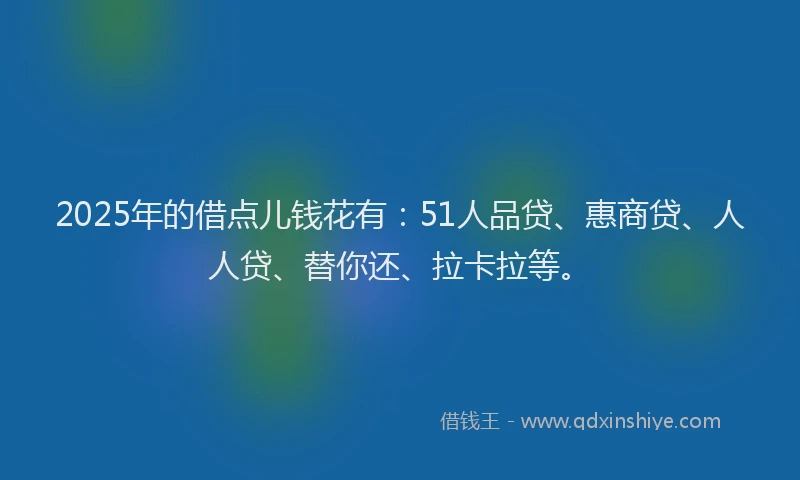 2025年的借点儿钱花有：51人品贷、惠商贷、人人贷、替你还、拉卡拉等。