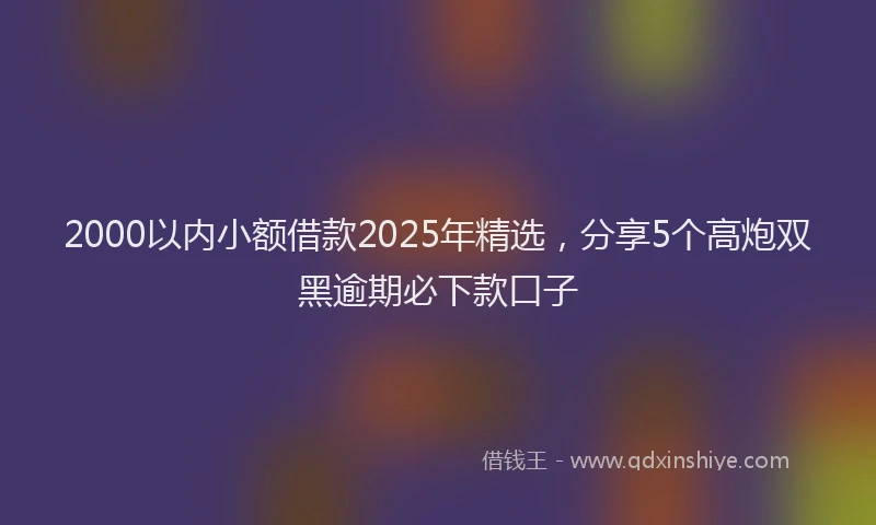 2000以内小额借款2025年精选，分享5个高炮双黑逾期必下款口子