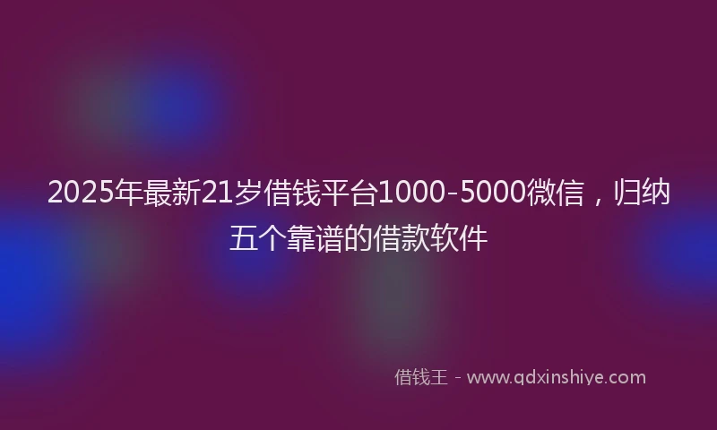 2025年最新21岁借钱平台1000-5000微信，归纳五个靠谱的借款软件