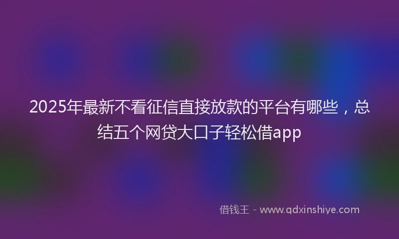 2025年最新不看征信直接放款的平台有哪些，总结五个网贷大口子轻松借app