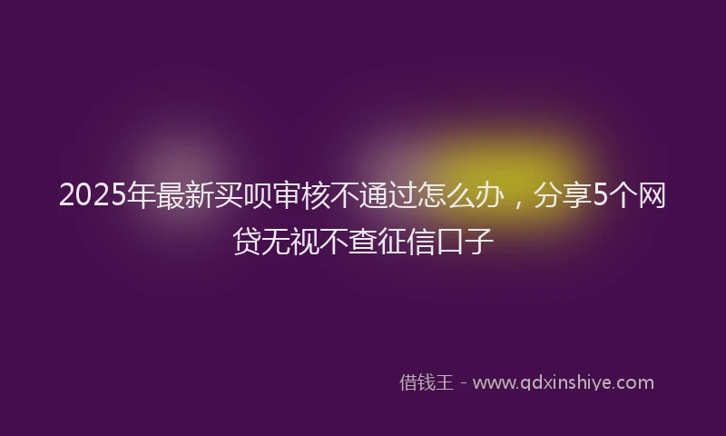2025年最新买呗审核不通过怎么办，分享5个网贷无视不查征信口子