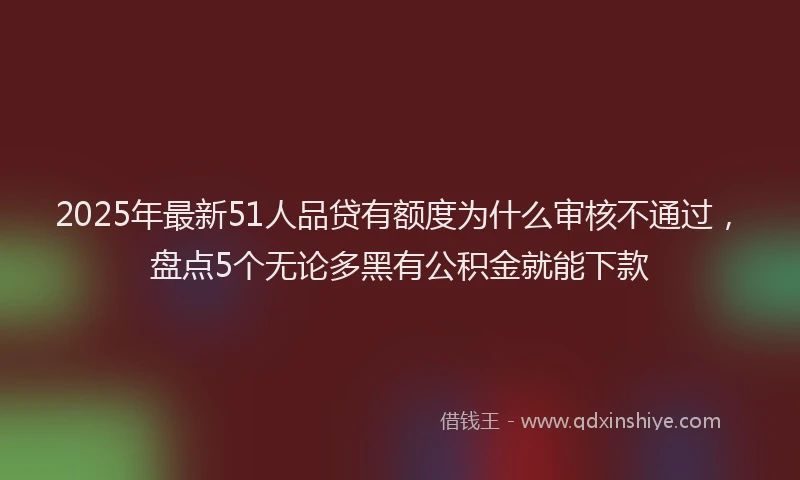 2025年最新51人品贷有额度为什么审核不通过，盘点5个无论多黑有公积金就能下款