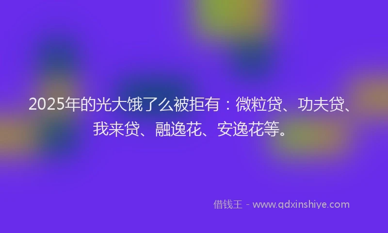 2025年的光大饿了么被拒有：微粒贷、功夫贷、我来贷、融逸花、安逸花等。