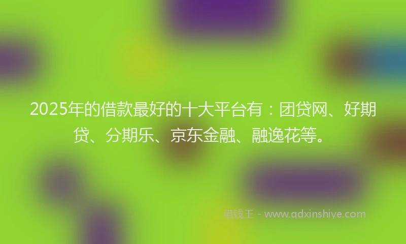 2025年的借款最好的十大平台有：团贷网、好期贷、分期乐、京东金融、融逸花等。