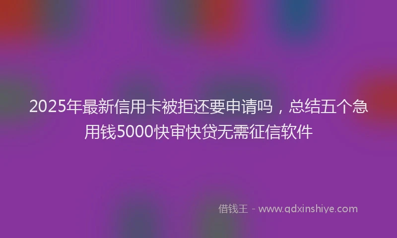 2025年最新信用卡被拒还要申请吗，总结五个急用钱5000快审快贷无需征信软件