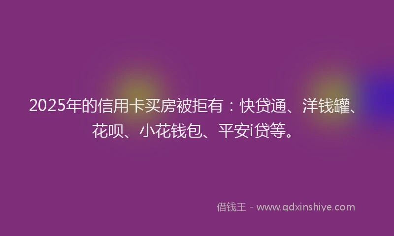 2025年的信用卡买房被拒有：快贷通、洋钱罐、花呗、小花钱包、平安i贷等。