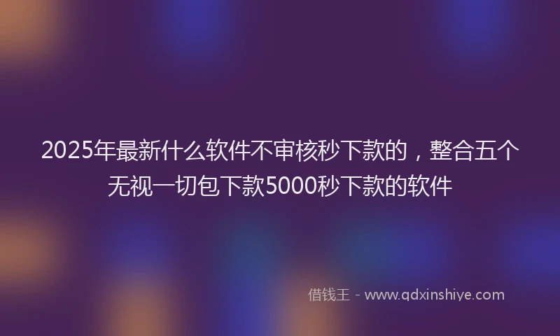 2025年最新什么软件不审核秒下款的，整合五个无视一切包下款5000秒下款的软件