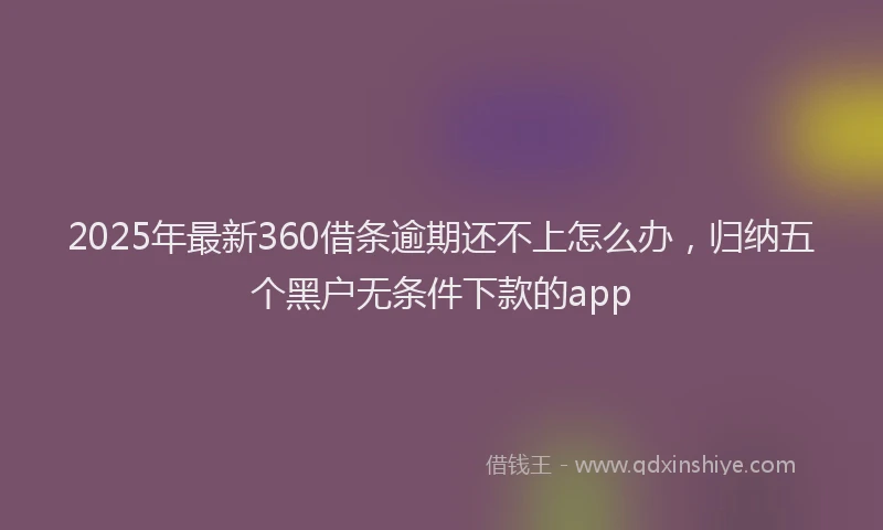 2025年最新360借条逾期还不上怎么办，归纳五个黑户无条件下款的app