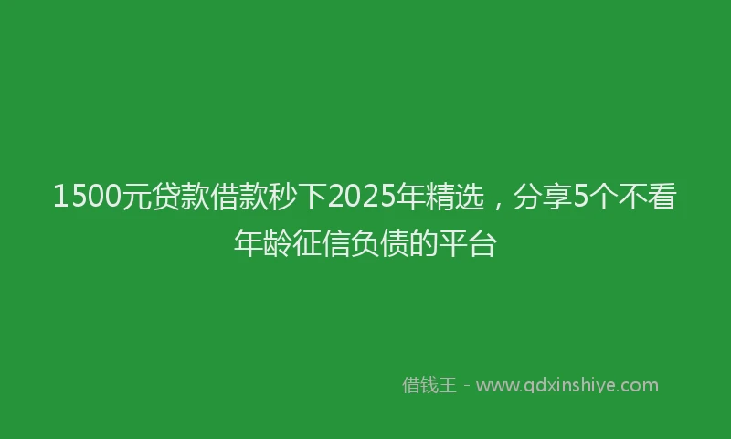 1500元贷款借款秒下2025年精选，分享5个不看年龄征信负债的平台
