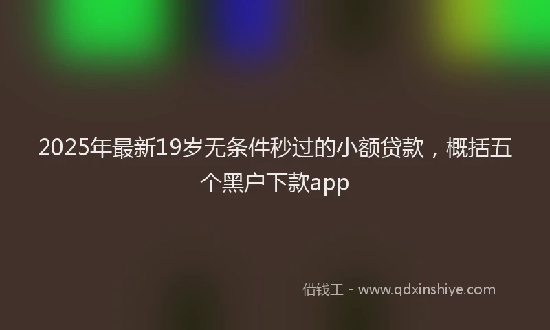 2025年最新19岁无条件秒过的小额贷款，概括五个黑户下款app