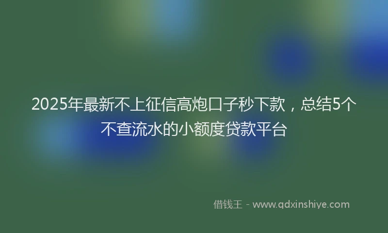 2025年最新不上征信高炮口子秒下款，总结5个不查流水的小额度贷款平台
