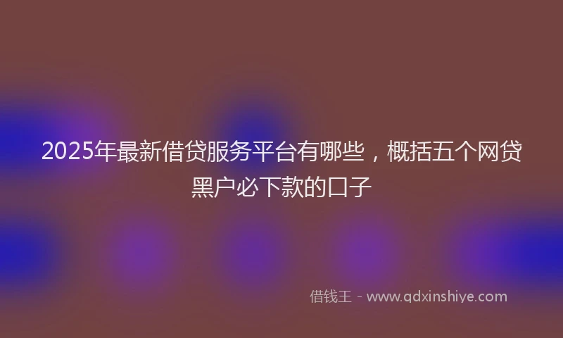 2025年最新借贷服务平台有哪些，概括五个网贷黑户必下款的口子